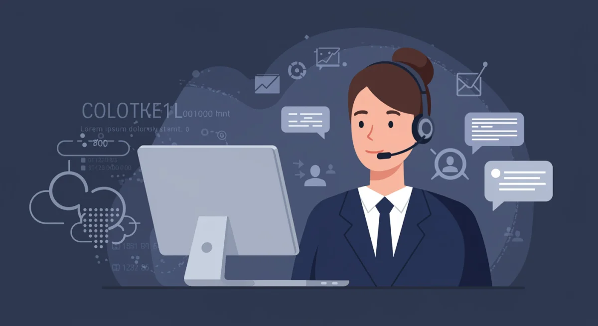 Atendente de call center prestando suporte sobre benefícios sociais.