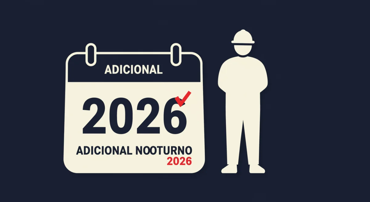 Calendário destacando o ano de 2026 e a figura de um trabalhador, simbolizando os direitos trabalhistas futuros.