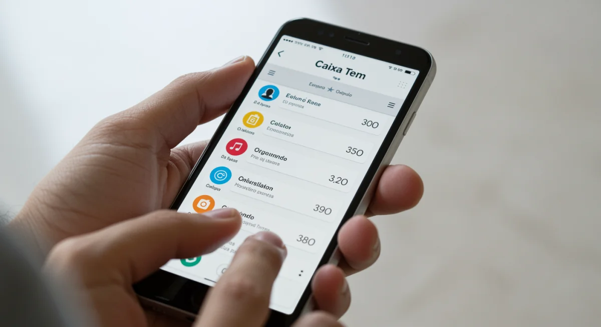 Tela do aplicativo Caixa Tem sendo consultada por usuário.