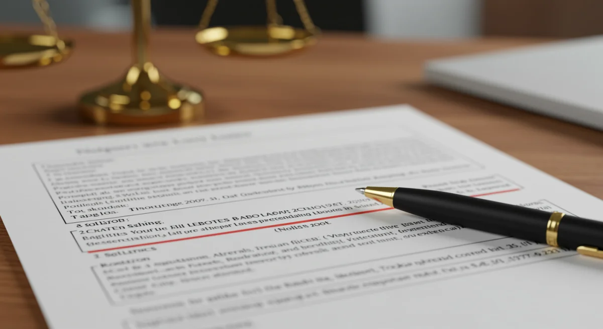 Documento jurídico sobre legislação trabalhista com caneta, simbolizando análise detalhada do aviso prévio indenizado.