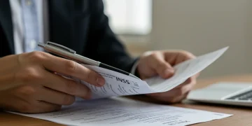 Mãos segurando documentos importantes sobre aposentadoria por invalidez e direitos trabalhistas em 2026.