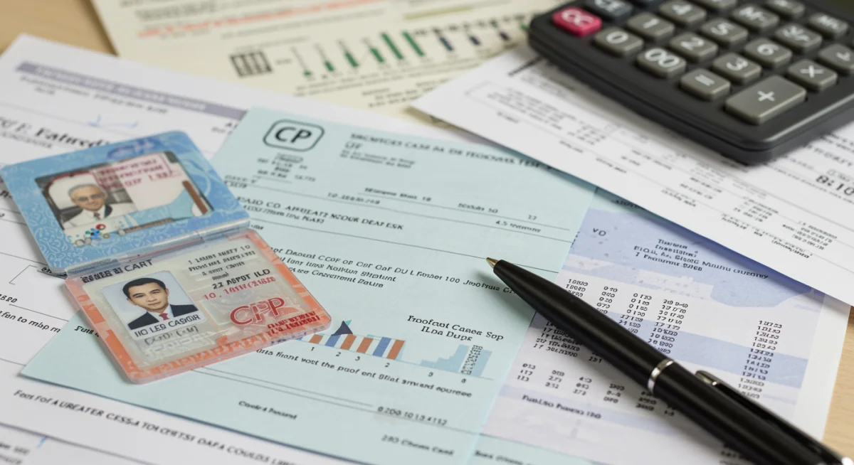 Documentos organizados para financiamento do Minha Casa Minha Vida, incluindo RG, CPF e comprovante de renda.