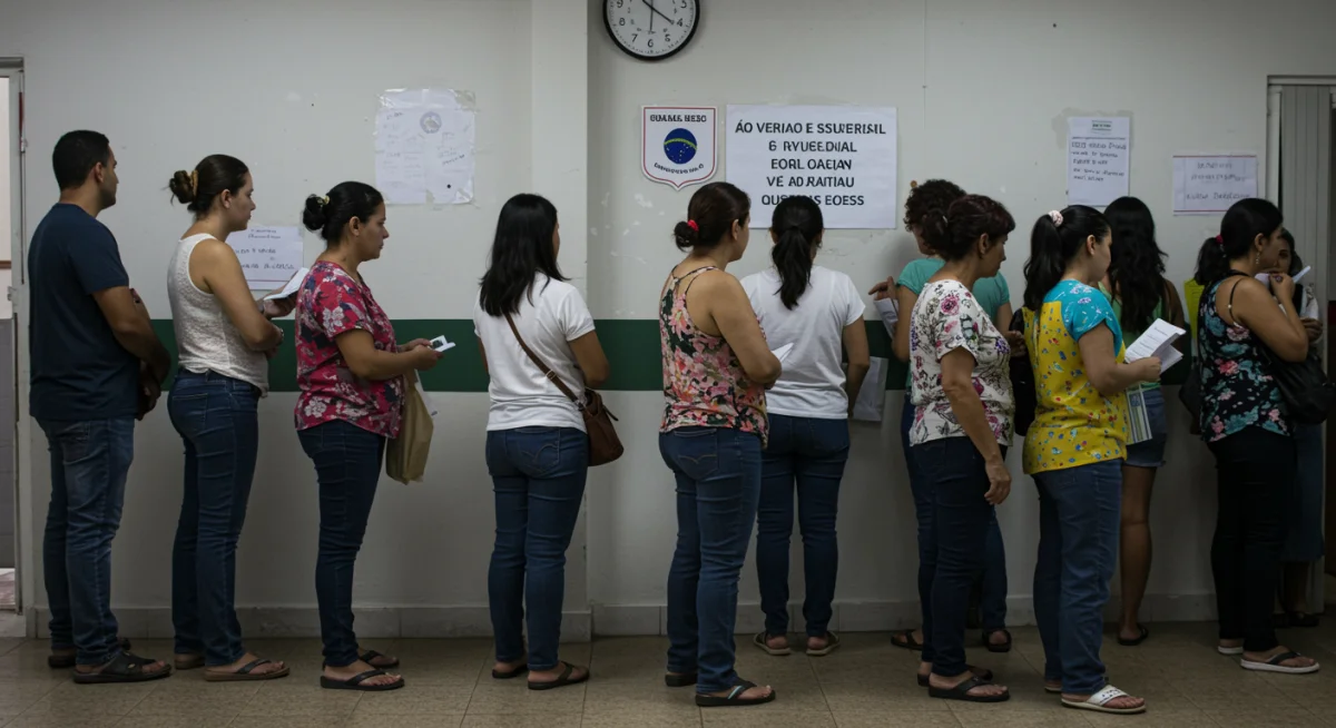 Pessoas aguardando atendimento em centro de assistência social