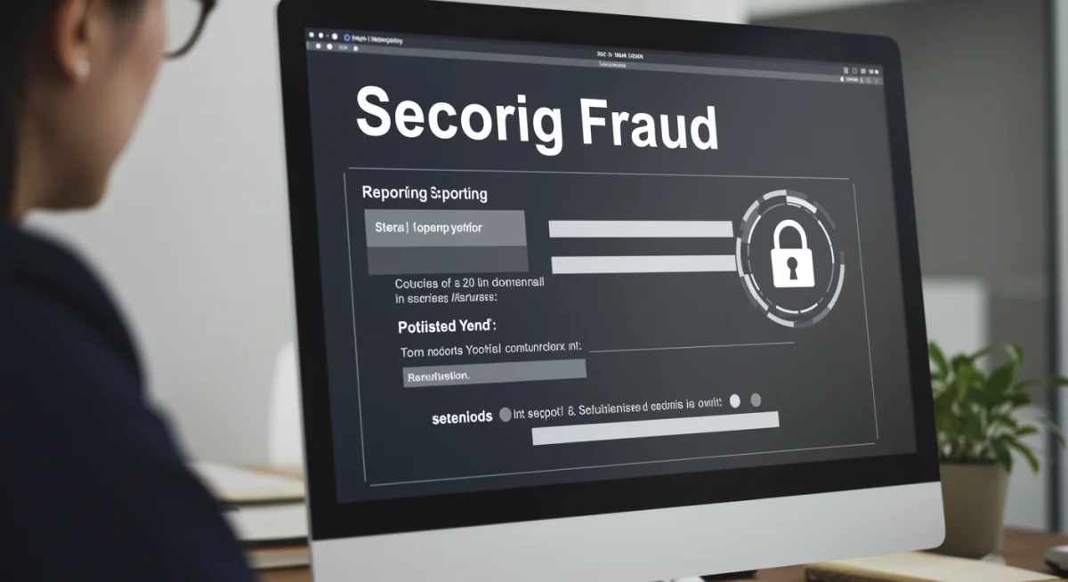 Tela de computador com formulário seguro para denúncia online de fraude