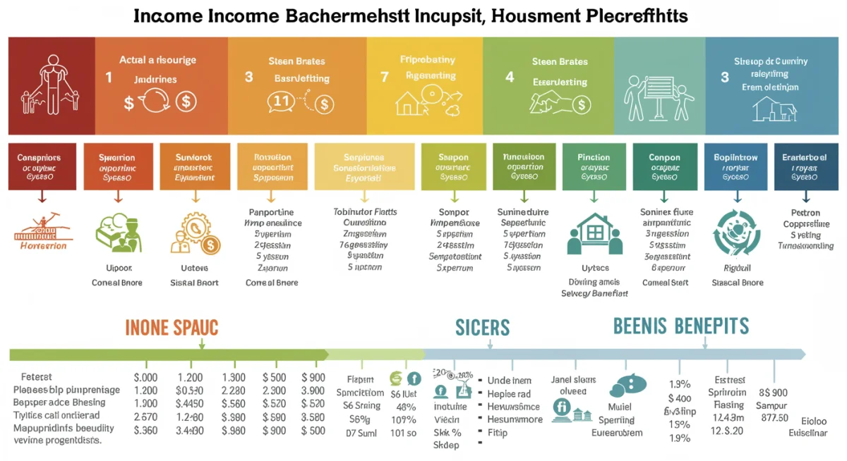 Infográfico detalhado das faixas de renda do Minha Casa Minha Vida com benefícios correspondentes.