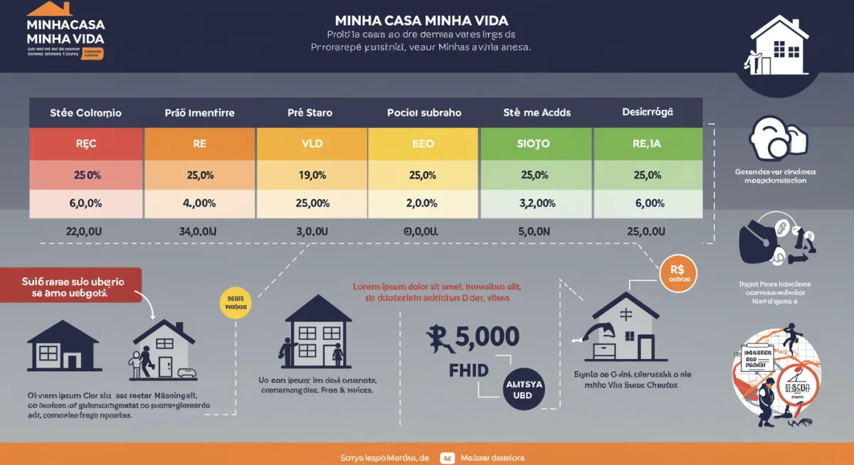 Infográfico detalhando as faixas de renda e valores de subsídio do programa Minha Casa Minha Vida.