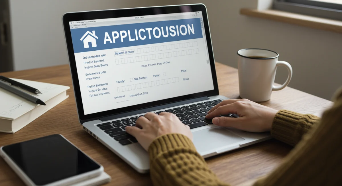 Pessoa preenchendo o formulário de inscrição online para o Minha Casa Minha Vida em um laptop.